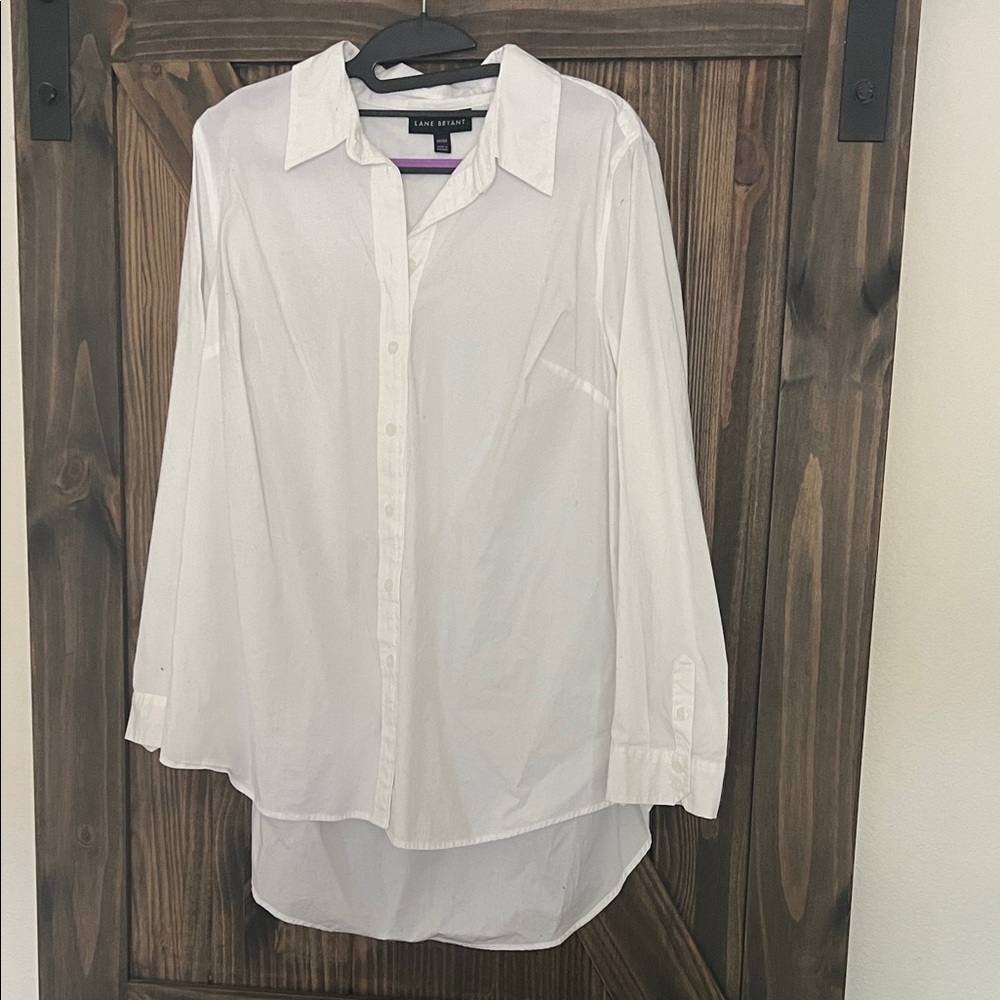 Lane Bryant White Button Down Shirt 10/12 roomie